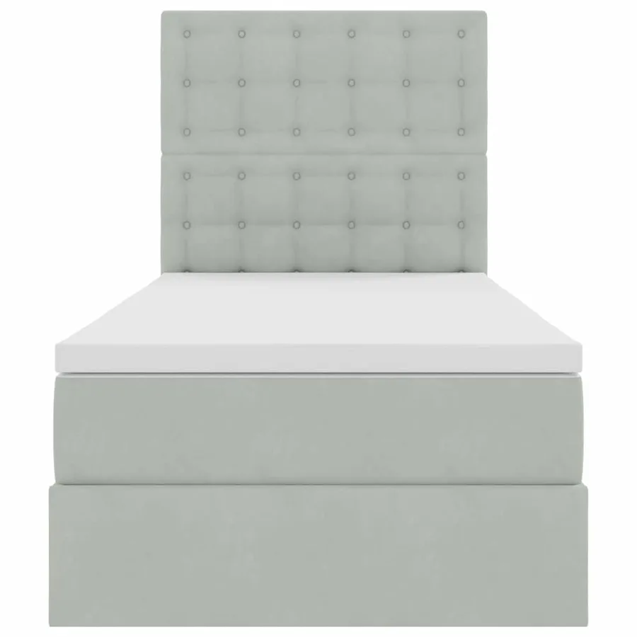 Lit avec rangement et matelas Gris clair 90 x 200 cm Velours - 7