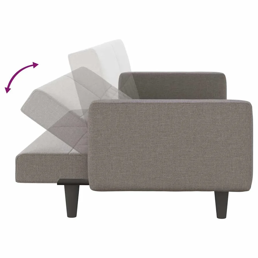 Canapé-lit avec coussins taupe tissu - 9