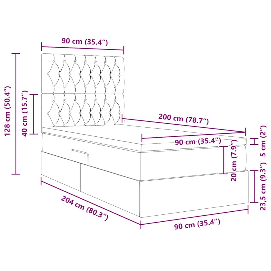 Lit de rangement LED avec matelas Gris clair 90 x 200 cm - 17