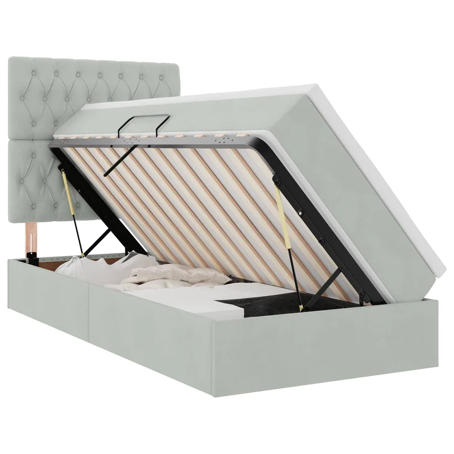 Lit de rangement LED avec matelas Gris clair 90 x 200 cm - 2