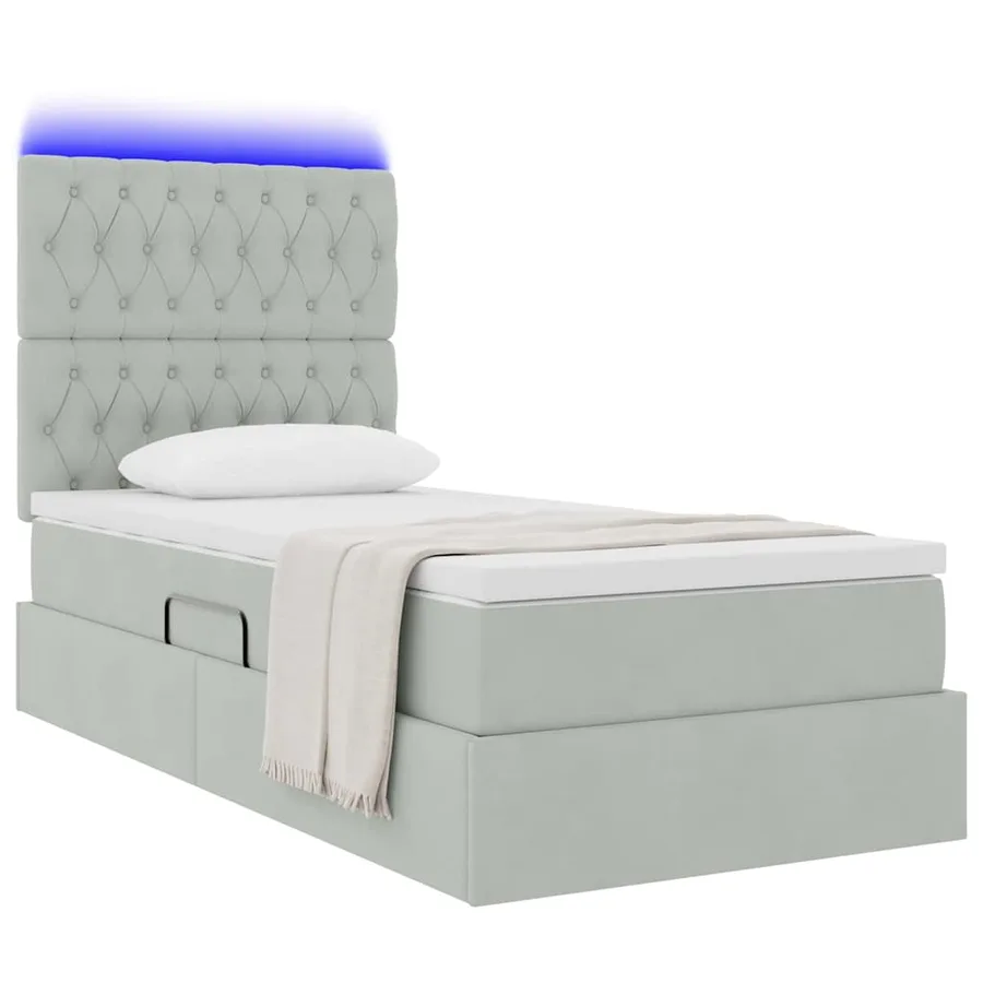 Lit de rangement LED avec matelas Gris clair 90 x 200 cm - 3