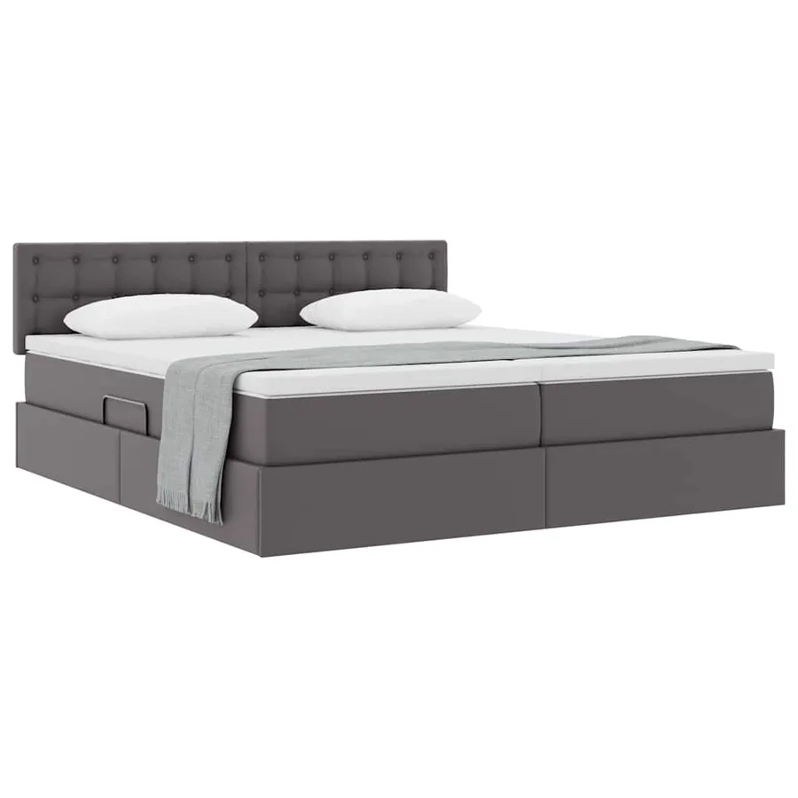 Lit de Rangement Gris 200 x 200 cm Cuir synthétique - 3