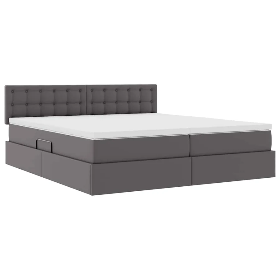 Lit de Rangement Gris 200 x 200 cm Cuir synthétique - 5