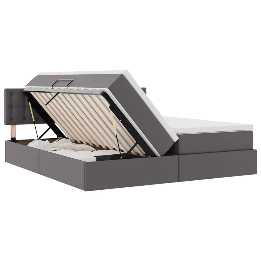 Lit de Rangement Gris 200 x 200 cm Cuir synthétique - 7