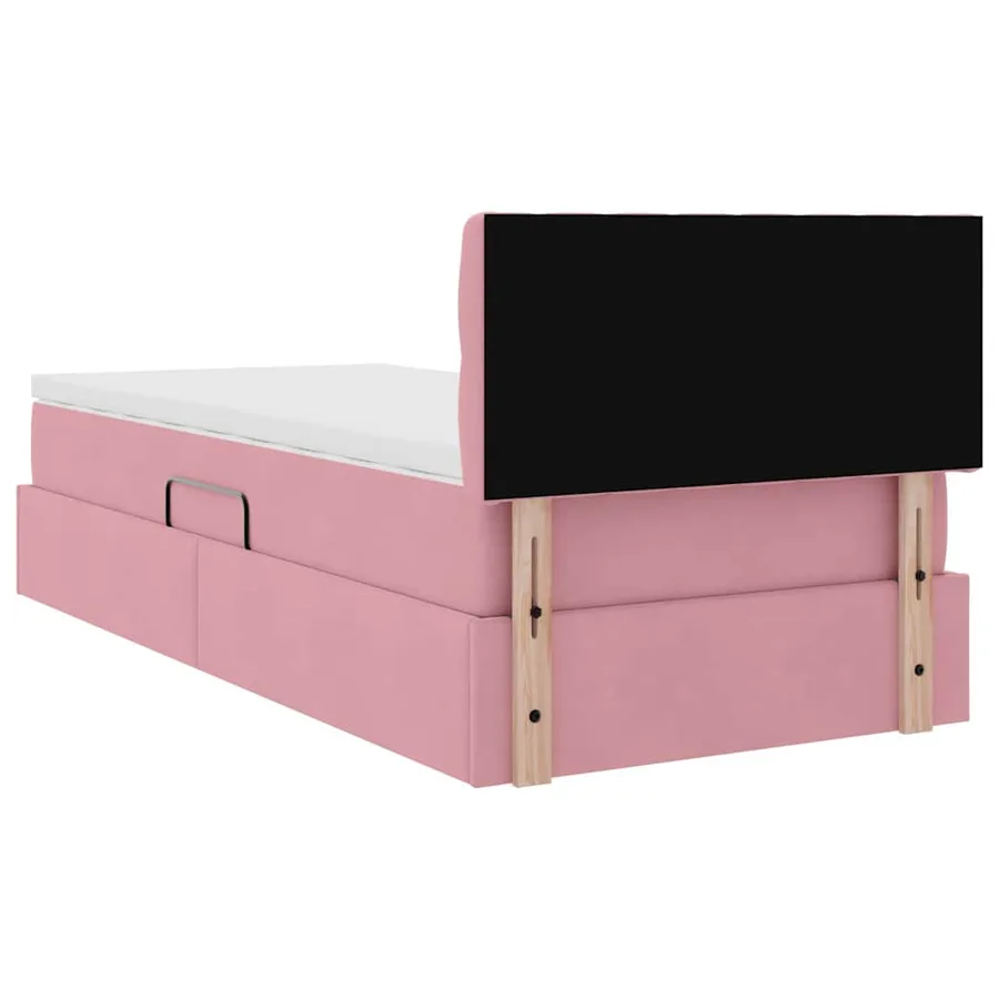 Lit de Rangement avec matelas Rose 90 x 190 cm Velours - 11
