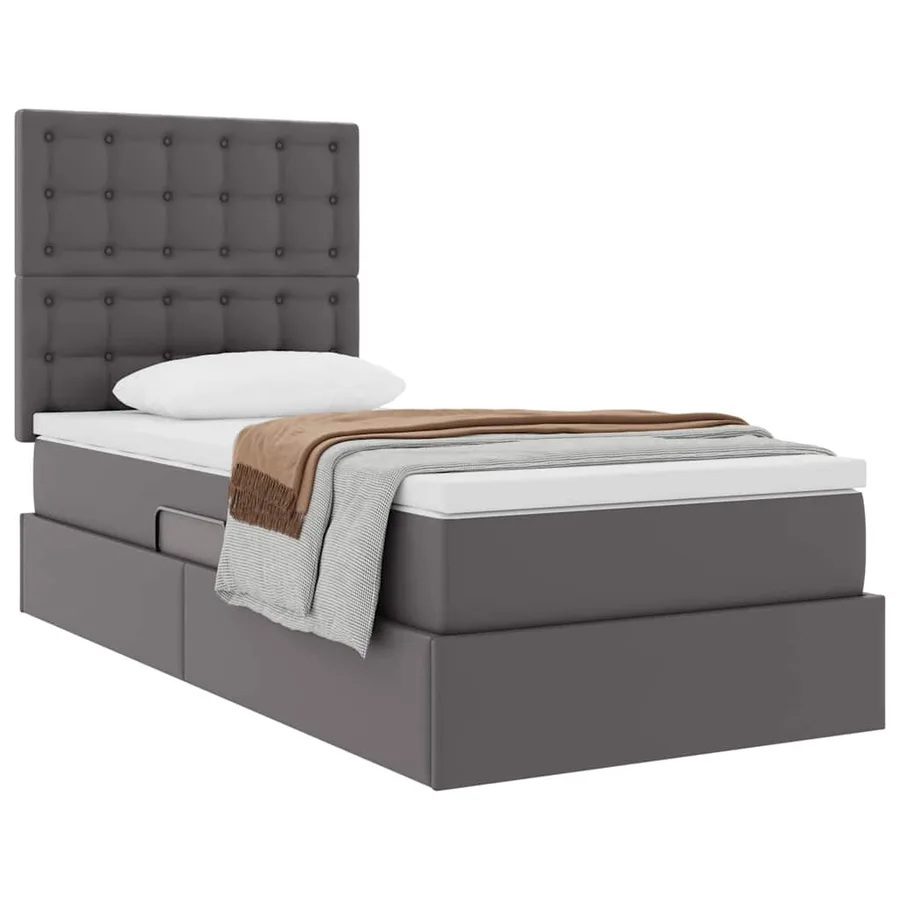 Lit de Rangement Gris 90 x 190 cm Cuir synthétique - 3