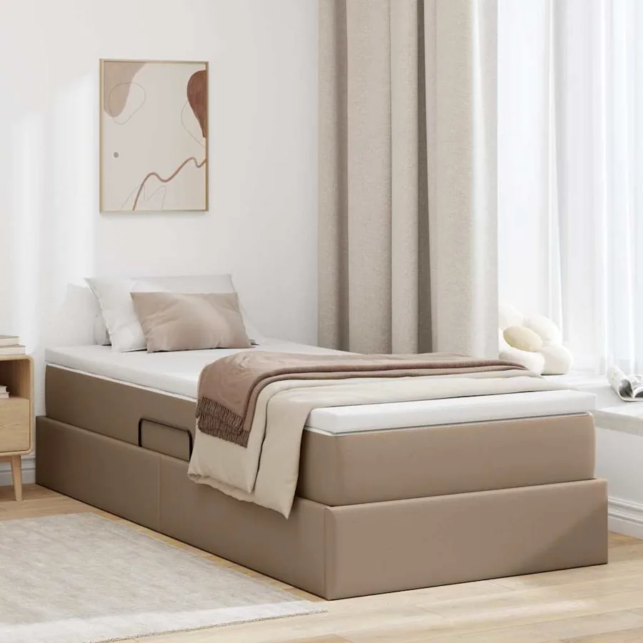 Lit avec rangement et matelas Cappuccino 100 x 200 cm