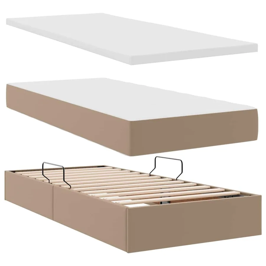 Lit avec rangement et LED Cappuccino 100 x 200 cm Simili cuir - 9