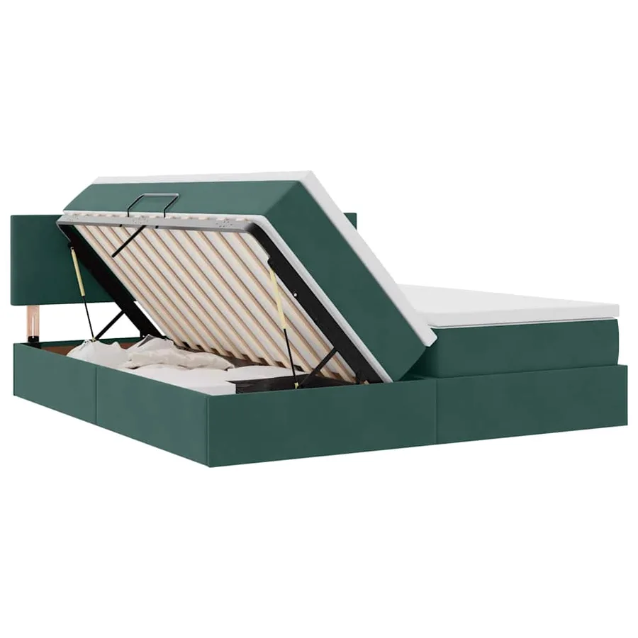Lit de Rangement avec matelas Vert foncé 90 x 200 cm - 7