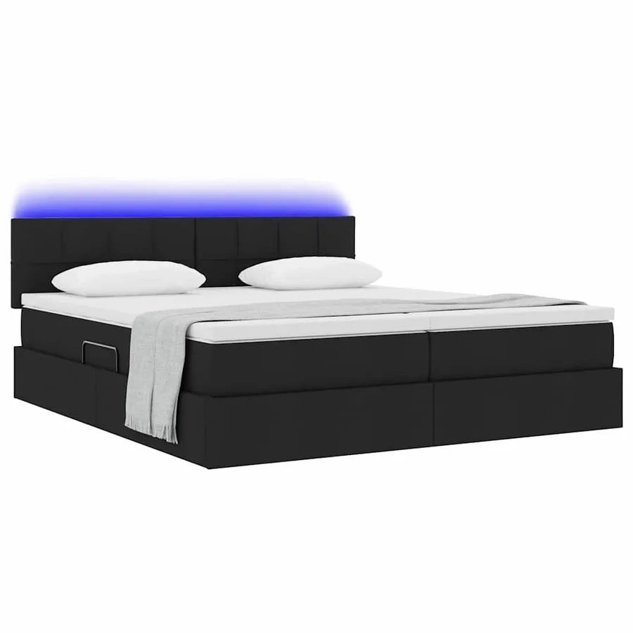 Lit de rangement LED avec matelas Noir 200 x 200 cm Tissu - 3