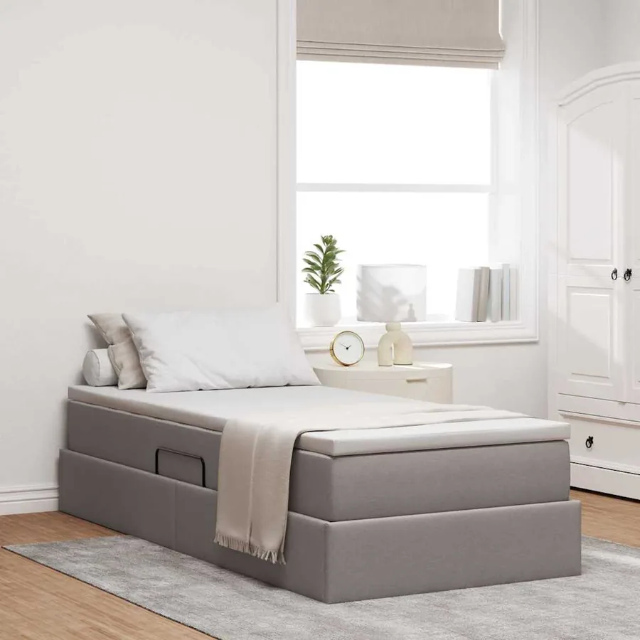 Lit avec rangement et matelas Taupe 90 x 200 cm Polyester