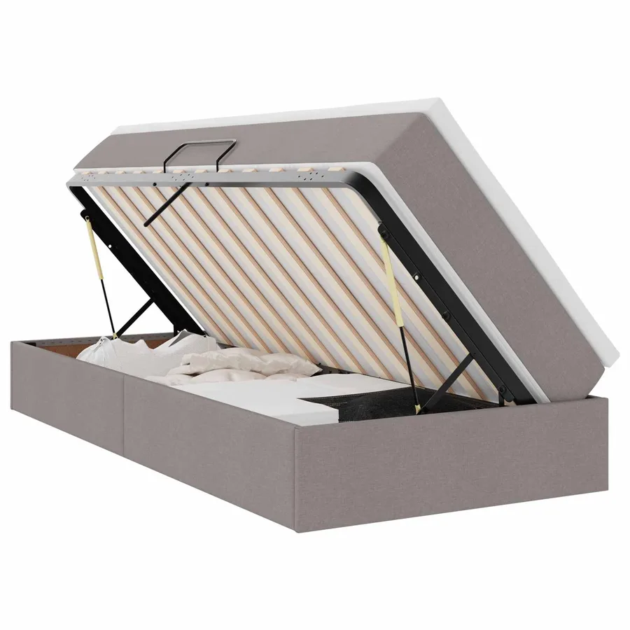 Lit avec rangement et matelas Taupe 90 x 200 cm Polyester - 2
