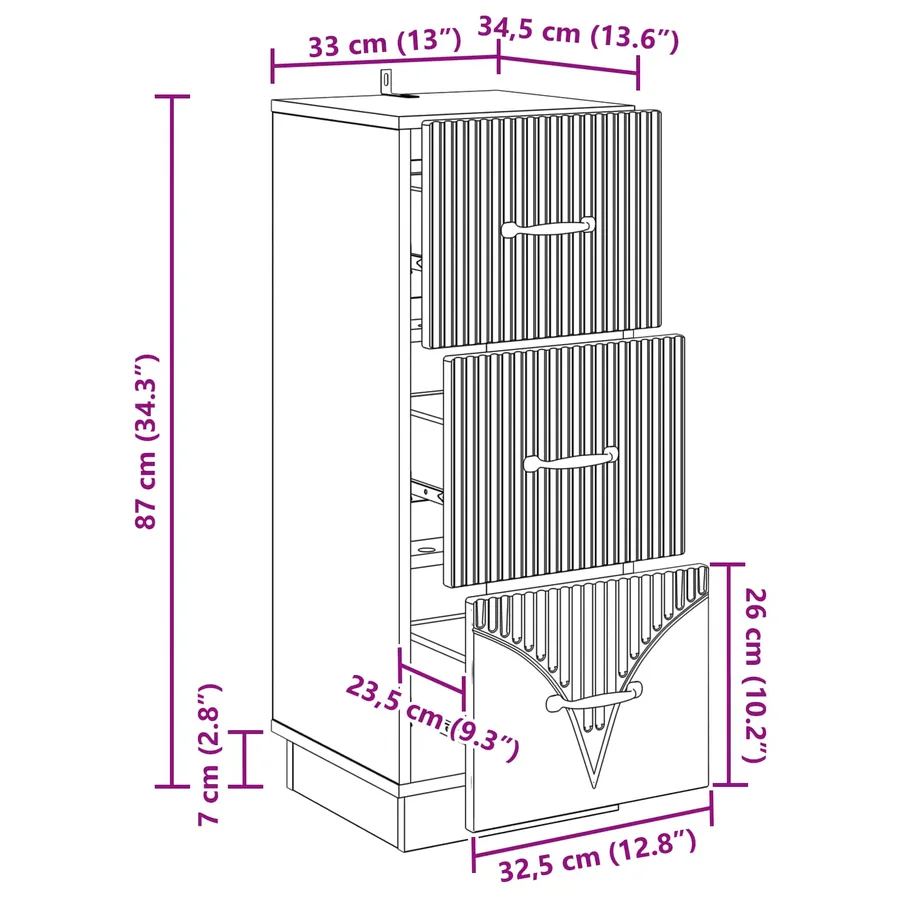 Armoire à tiroirs Sonoma gris 33 x 34,5 x 87 cm - 11