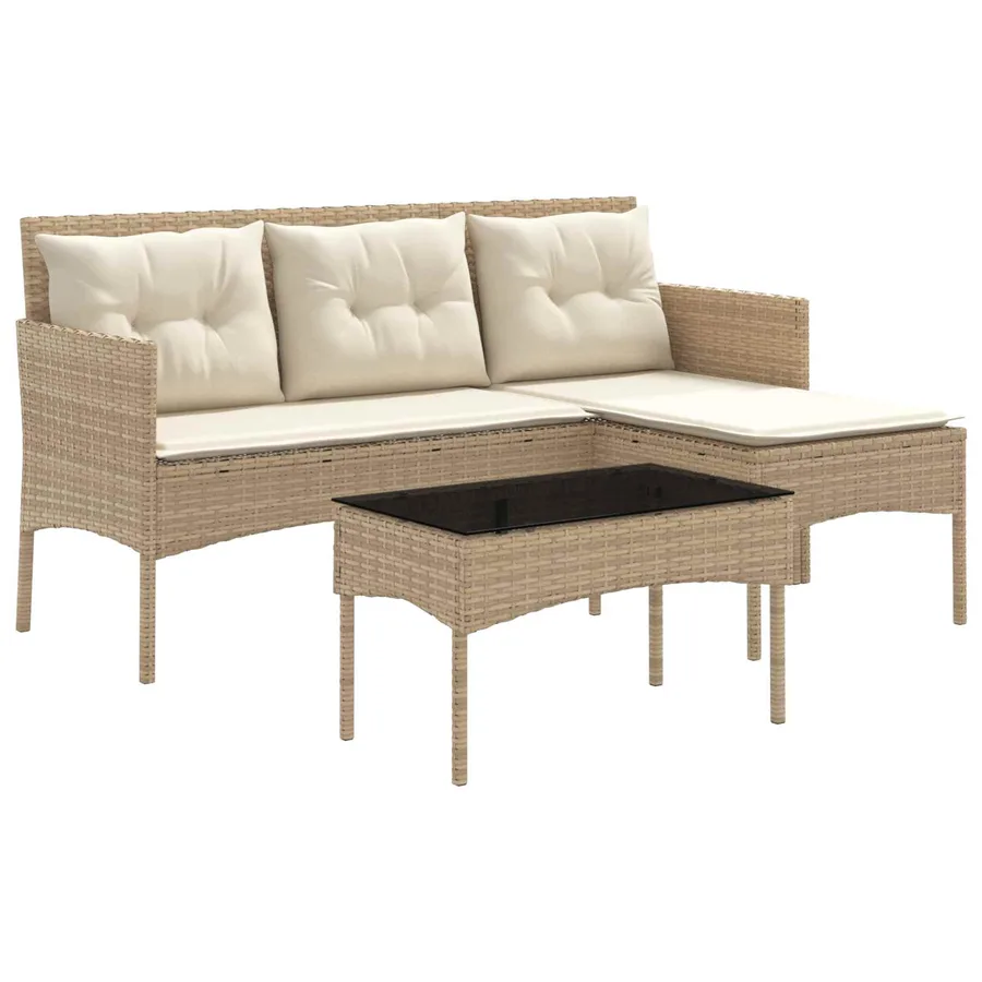 Ensemble de canapé de jardin avec coussin 2 pcs polyrotin - 2