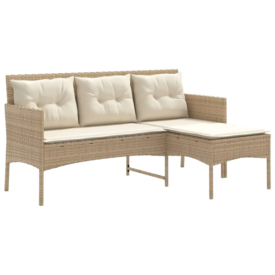 Ensemble de canapé de jardin avec coussin 2 pcs polyrotin - 5