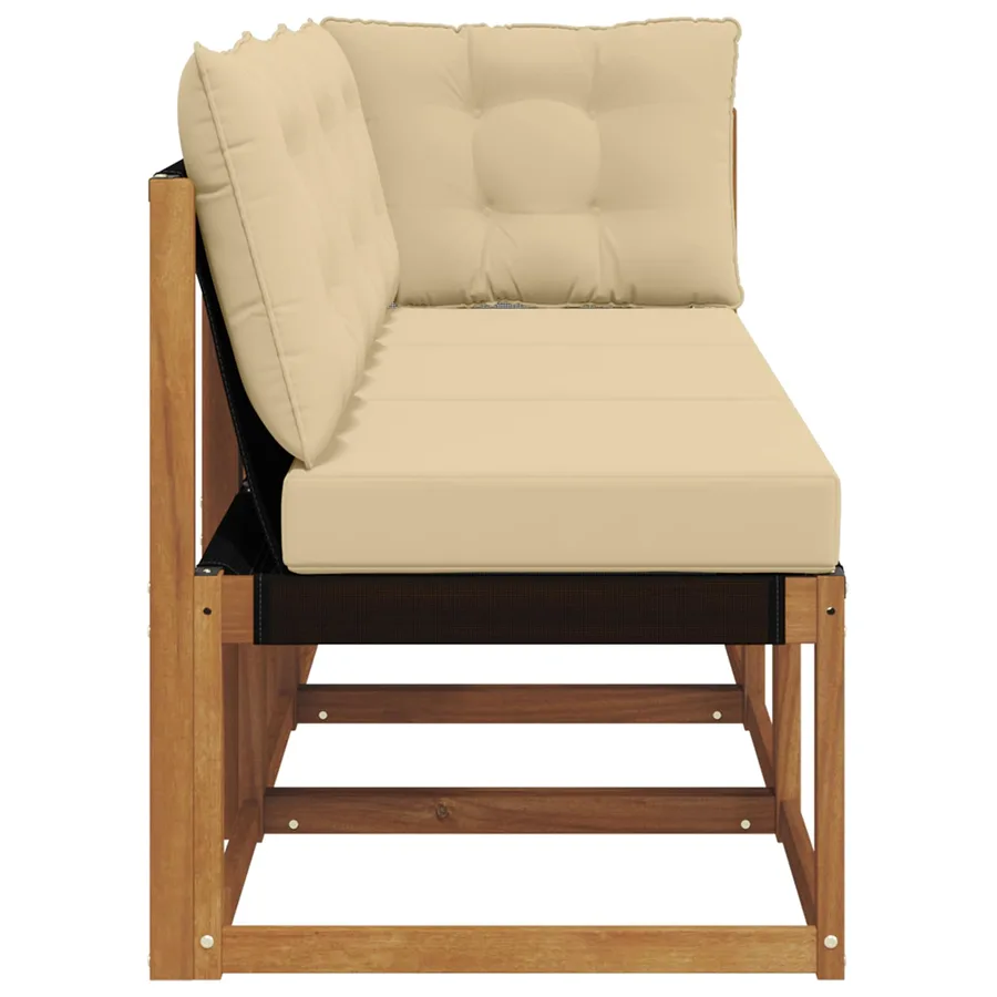 Canapé d’extérieur milieu et coin avec coussin 3 Pièce Naturel - 6