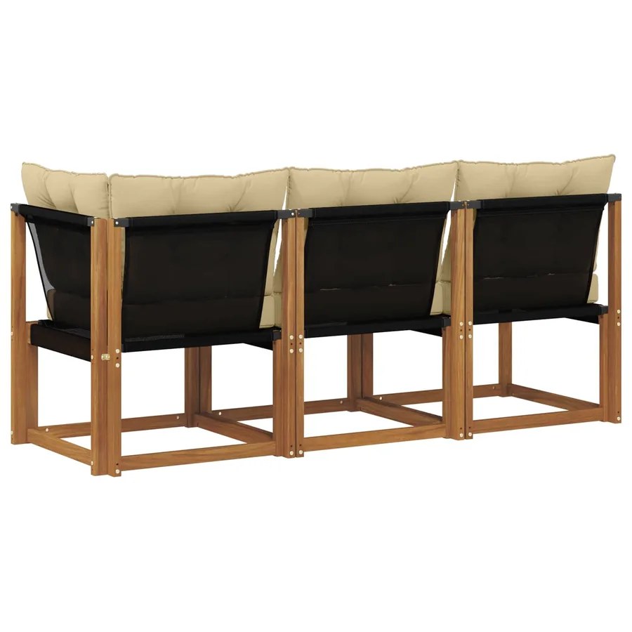 Canapé d’extérieur milieu et coin avec coussin 3 Pièce Naturel - 7