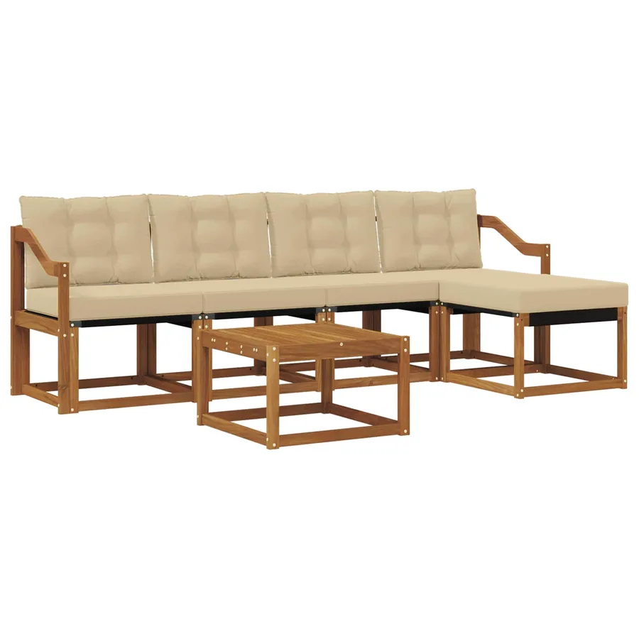 Ensemble de canapés d'extérieur 6 pcs Naturel et Beige - 2