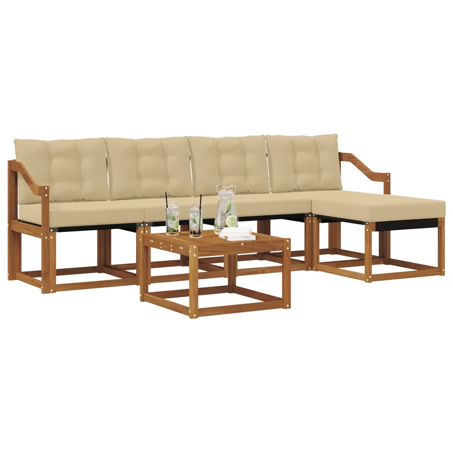 Ensemble de canapés d'extérieur 6 pcs Naturel et Beige - 3