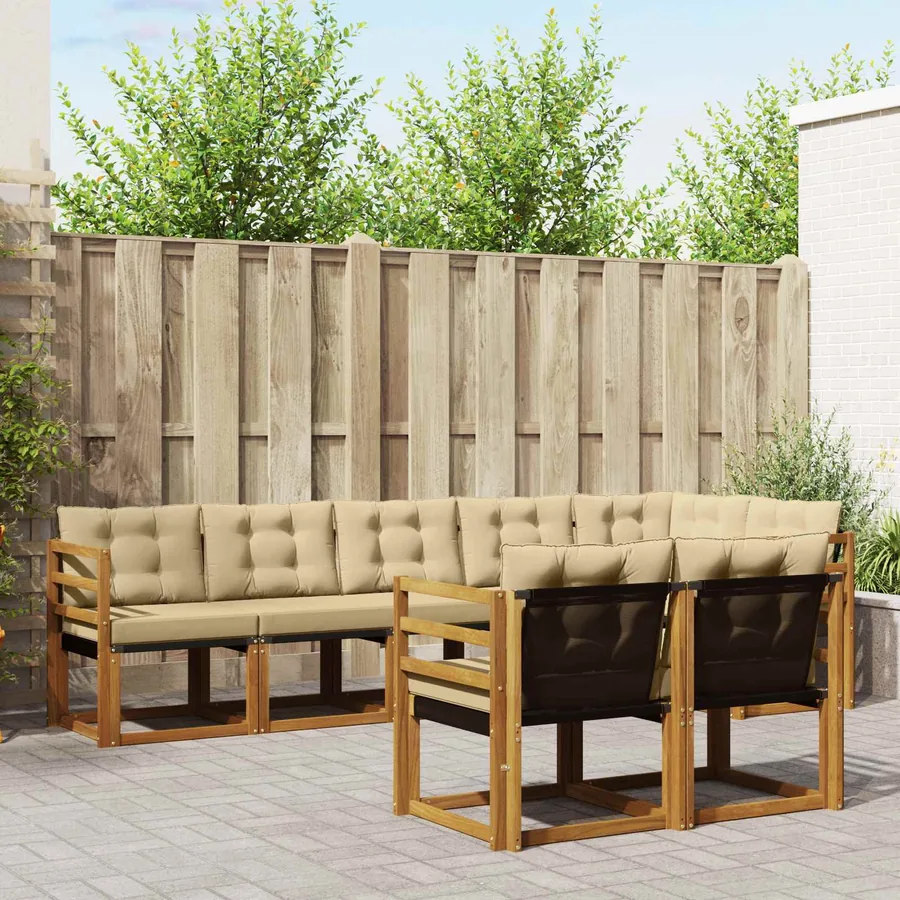 Ensemble de canapés d'extérieur 8 pcs Naturel et Beige