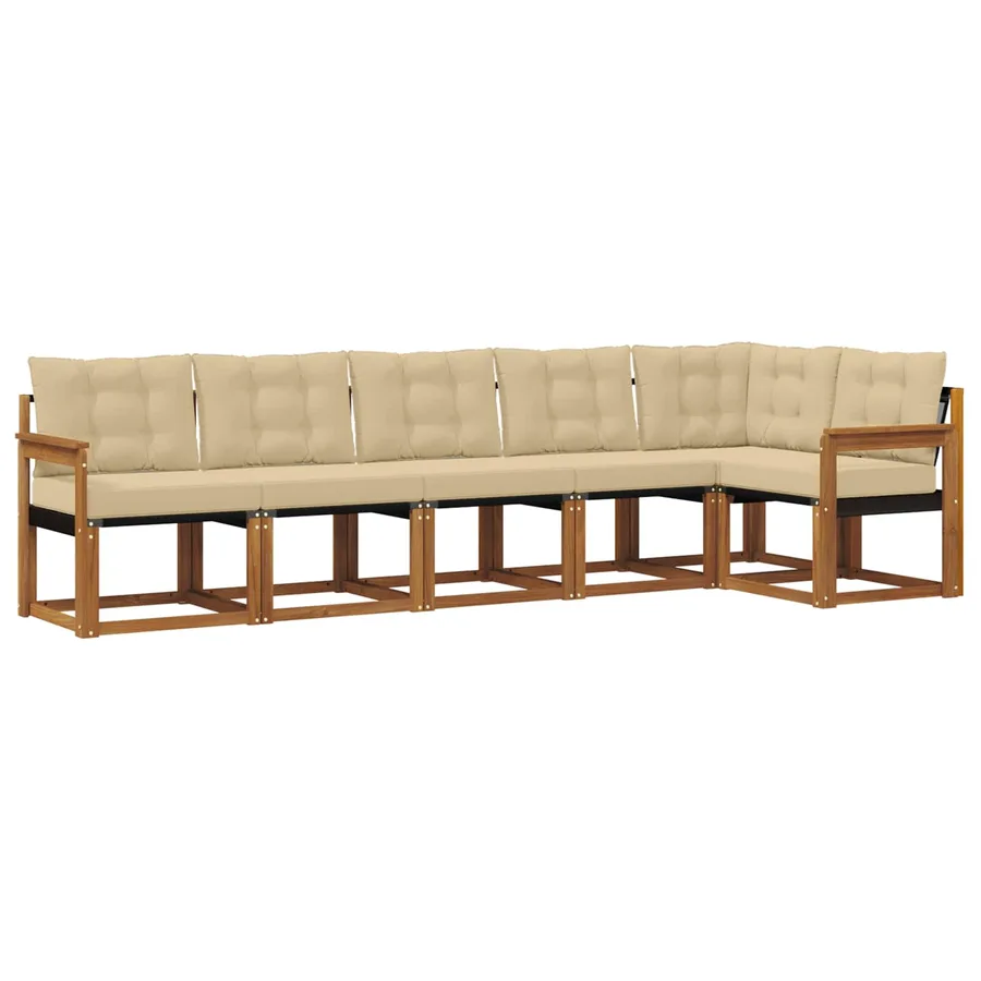 Ensemble de canapés d'extérieur 6 pcs Naturel et Beige - 2