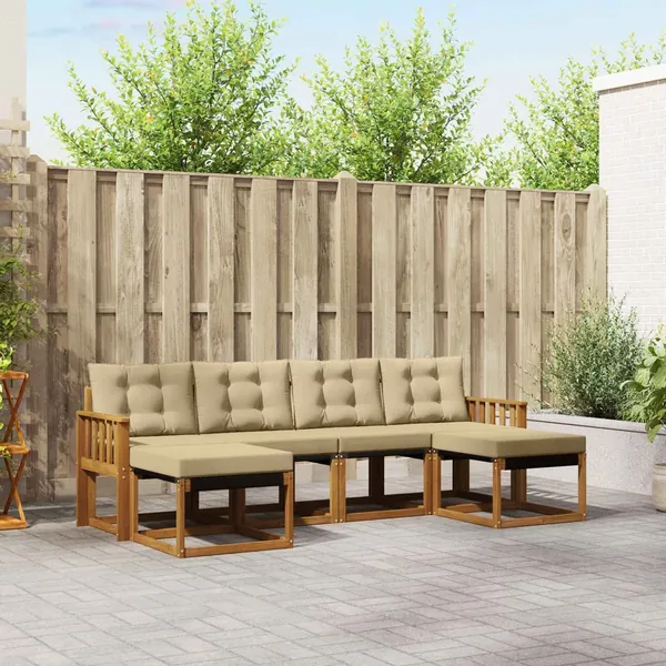 Ensemble de canapés d'extérieur 6 pcs Naturel et Beige