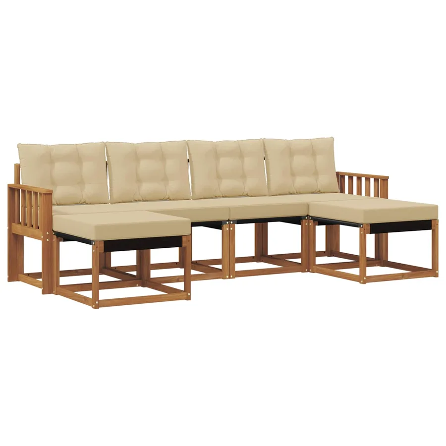 Ensemble de canapés d'extérieur 6 pcs Naturel et Beige - 2