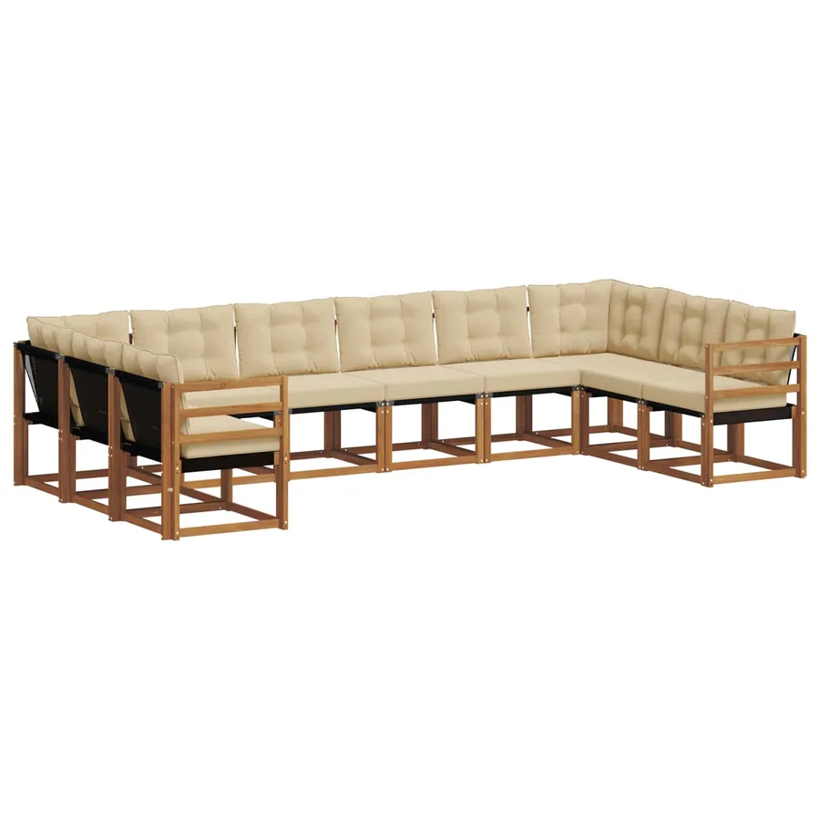 Ensemble de canapés d'extérieur 10 pcs Naturel et Beige - 2
