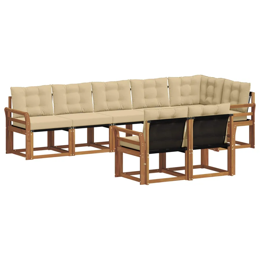 Ensemble de canapés d'extérieur 8 pcs Naturel et Beige - 2