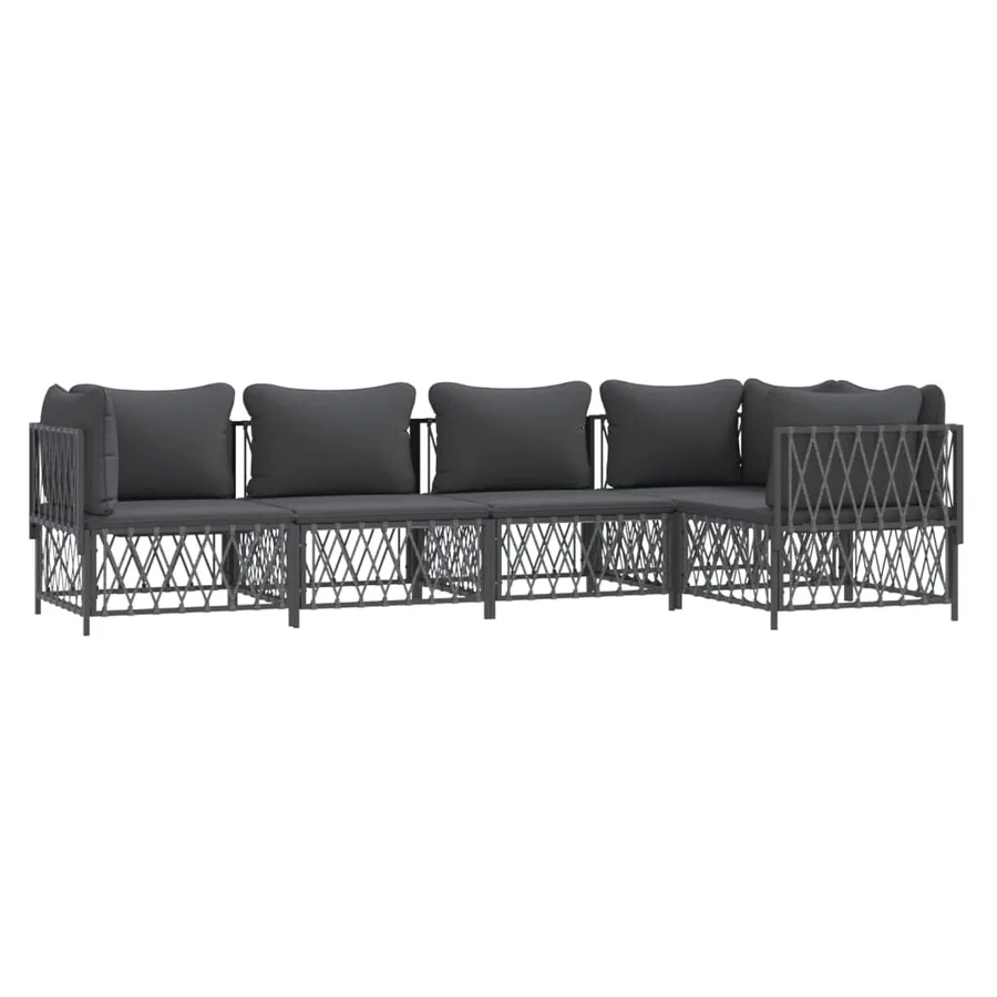 Salon de jardin avec coussins 5 pcs anthracite acier - 3