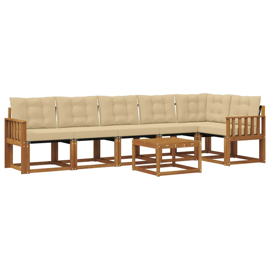 Ensemble de canapés d'extérieur 7 pcs Naturel et Beige - 2