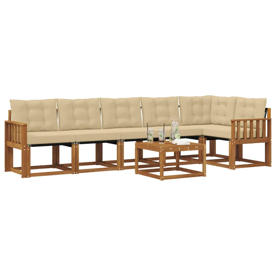 Ensemble de canapés d'extérieur 7 pcs Naturel et Beige - 3