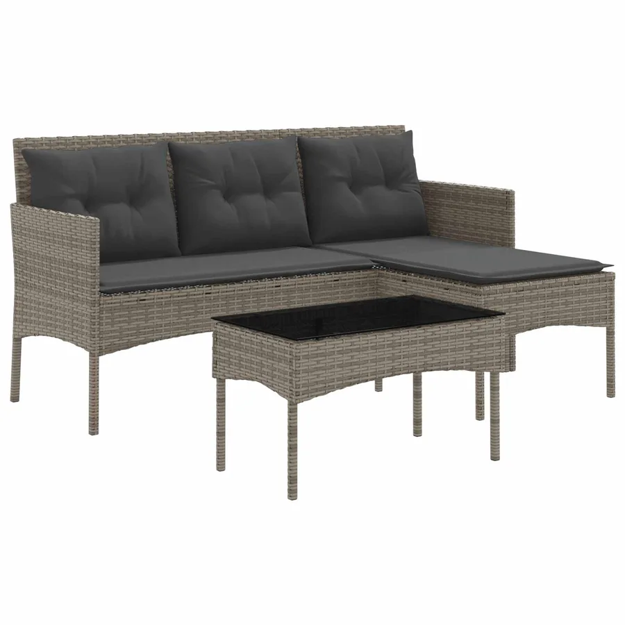 Ensemble de canapé de jardin avec coussin 2 pcs polyrotin - 2