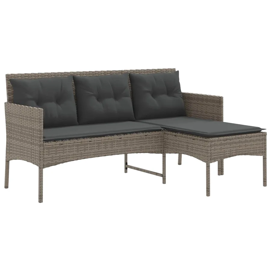 Ensemble de canapé de jardin avec coussin 2 pcs polyrotin - 5