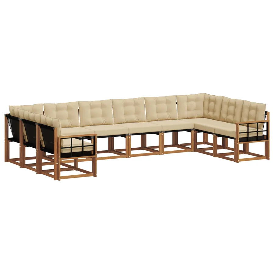 Ensemble de canapés d'extérieur 10 pcs Naturel et Beige - 2