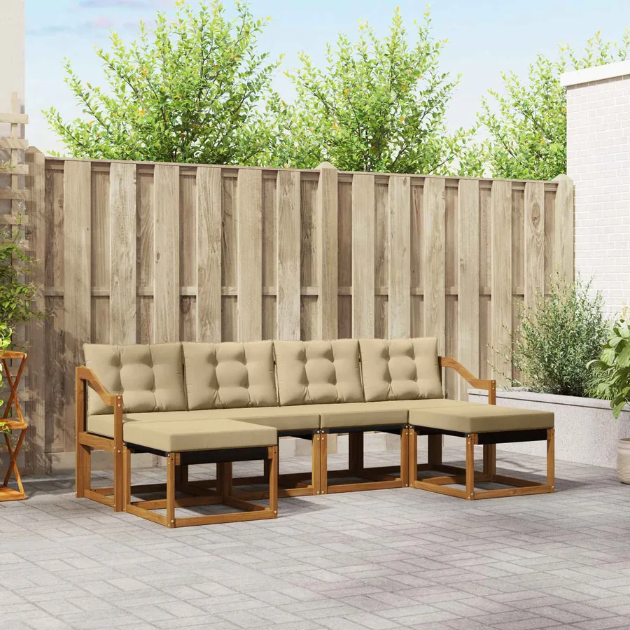 Ensemble de canapés d'extérieur 6 pcs Naturel et Beige