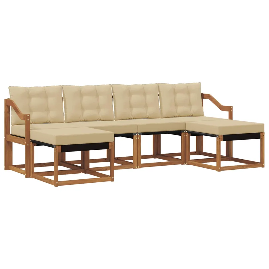 Ensemble de canapés d'extérieur 6 pcs Naturel et Beige - 2