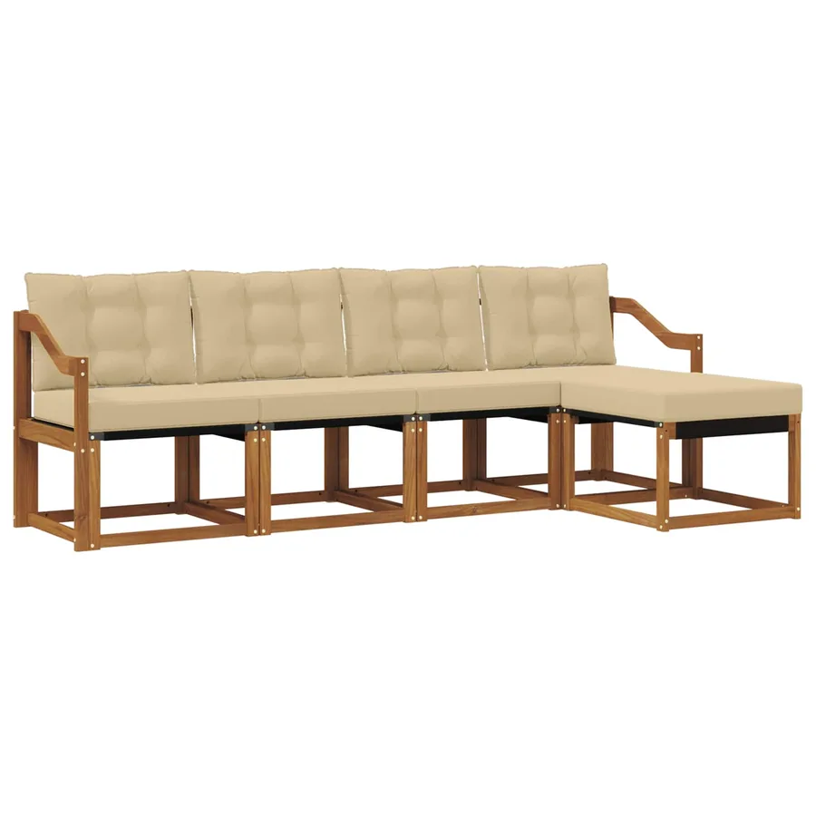 Ensemble de canapés d'extérieur 5 pcs Naturel et Beige - 2