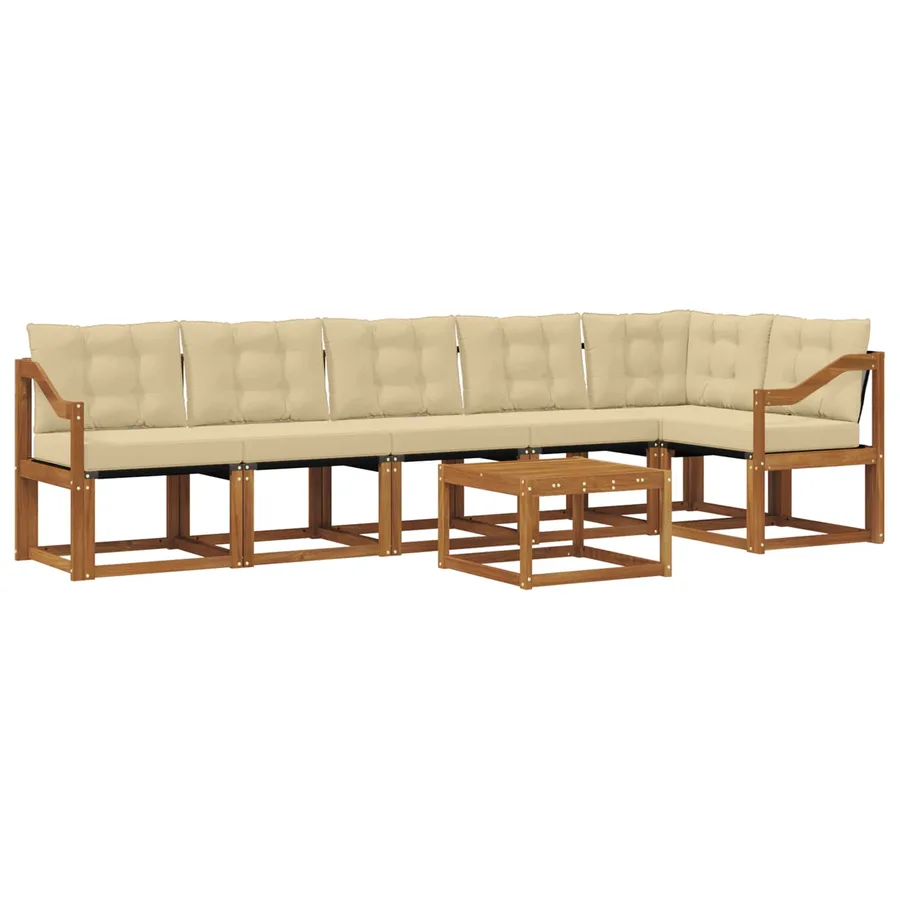 Ensemble de canapés d'extérieur 7 pcs Naturel et Beige - 2