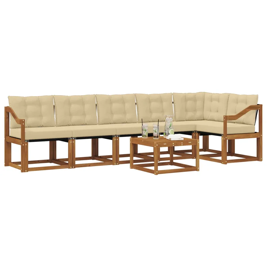 Ensemble de canapés d'extérieur 7 pcs Naturel et Beige - 3