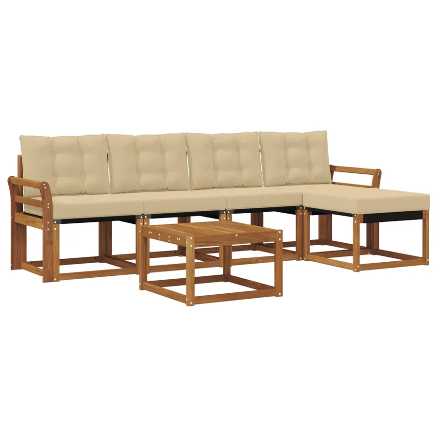 Ensemble de canapés d'extérieur 6 pcs Naturel et Beige - 2