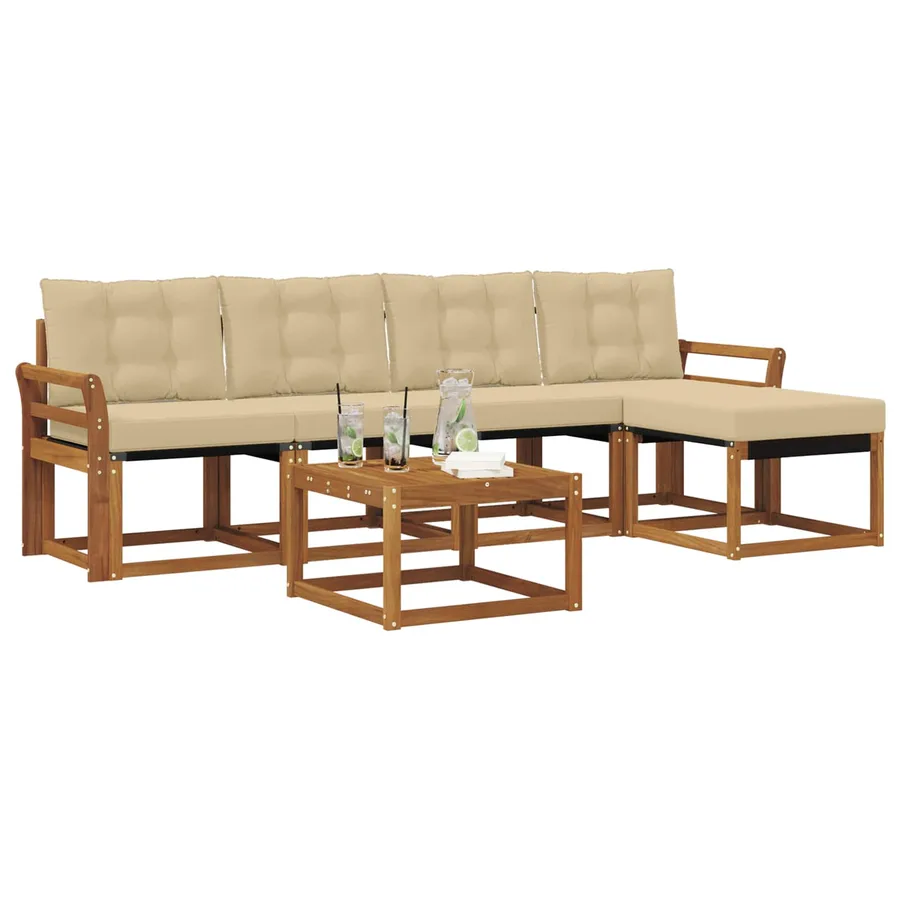 Ensemble de canapés d'extérieur 6 pcs Naturel et Beige - 3