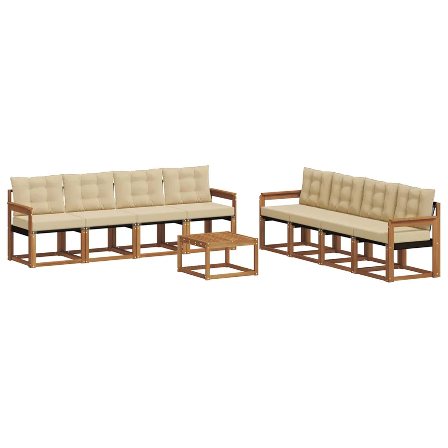 Ensemble de canapés d'extérieur 9 pcs Naturel et Beige - 2
