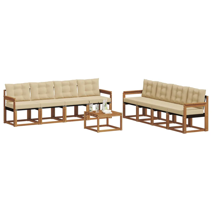 Ensemble de canapés d'extérieur 9 pcs Naturel et Beige - 3