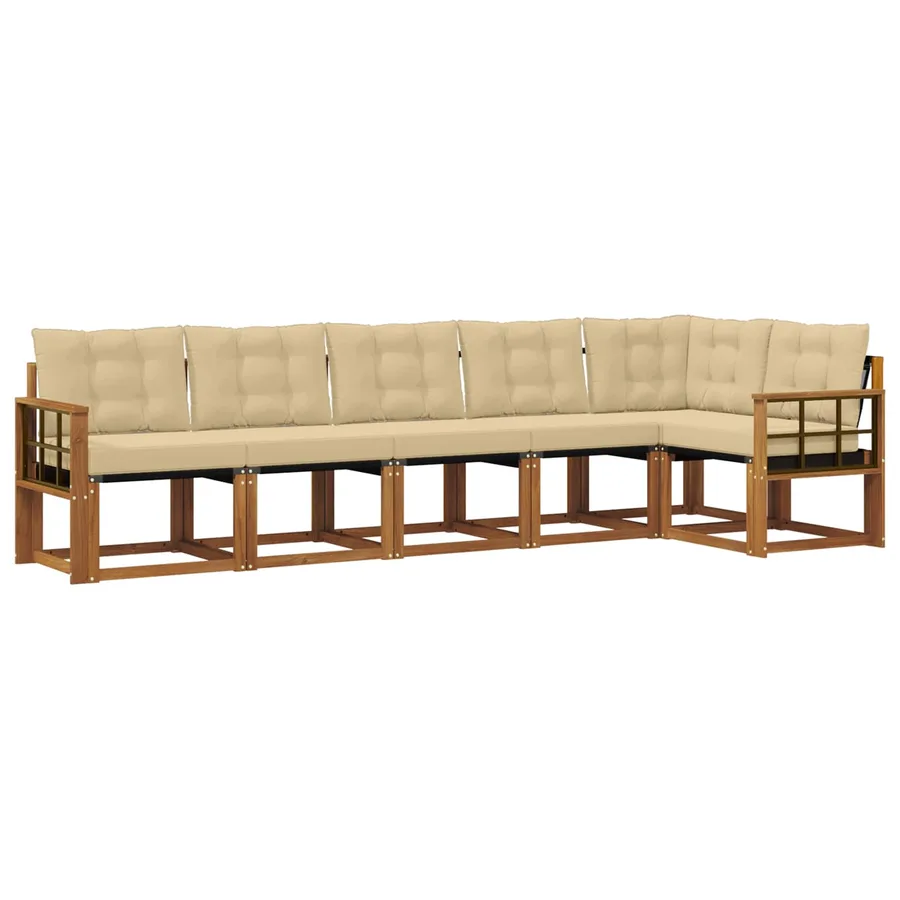 Ensemble de canapés d'extérieur 6 pcs Naturel et Beige - 2