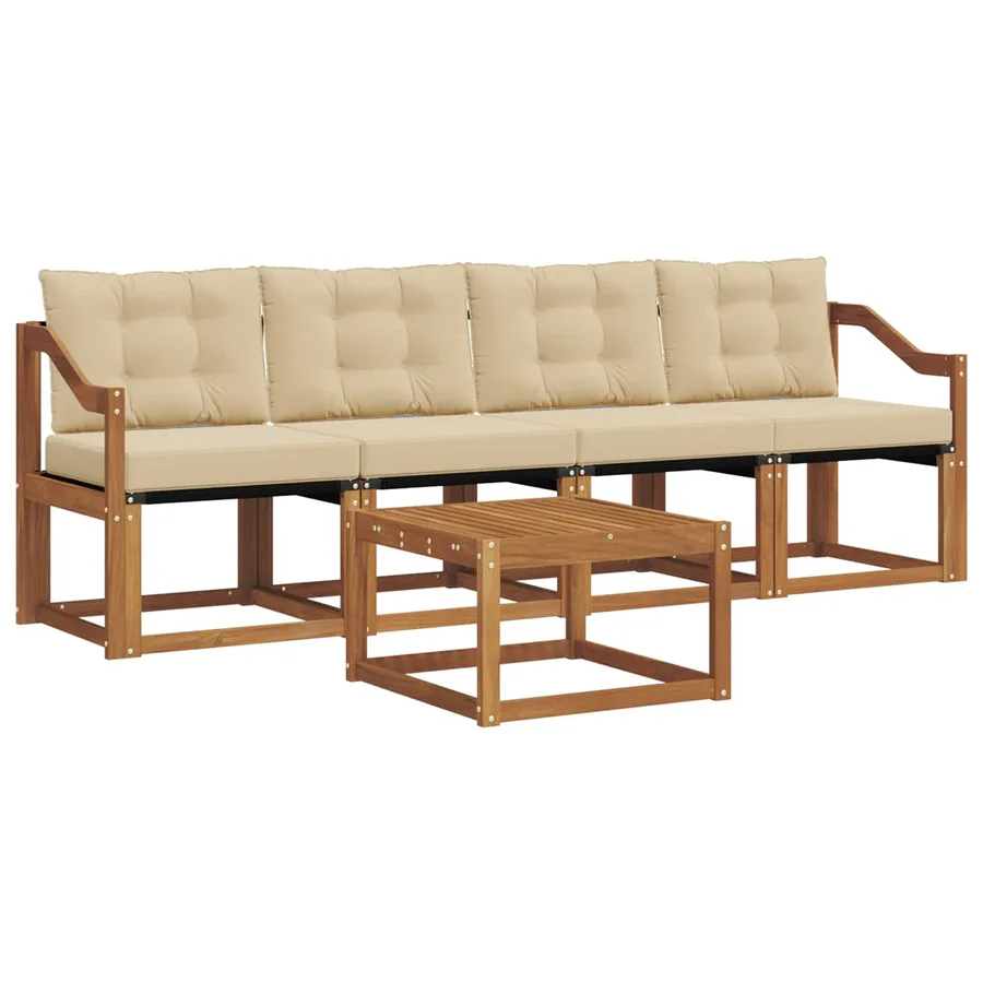 Ensemble de canapés d'extérieur 5 pcs Naturel et Beige - 2