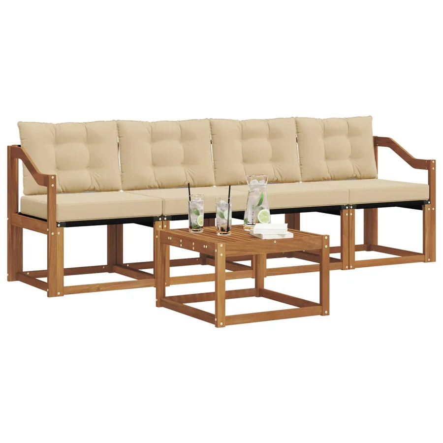 Ensemble de canapés d'extérieur 5 pcs Naturel et Beige - 3