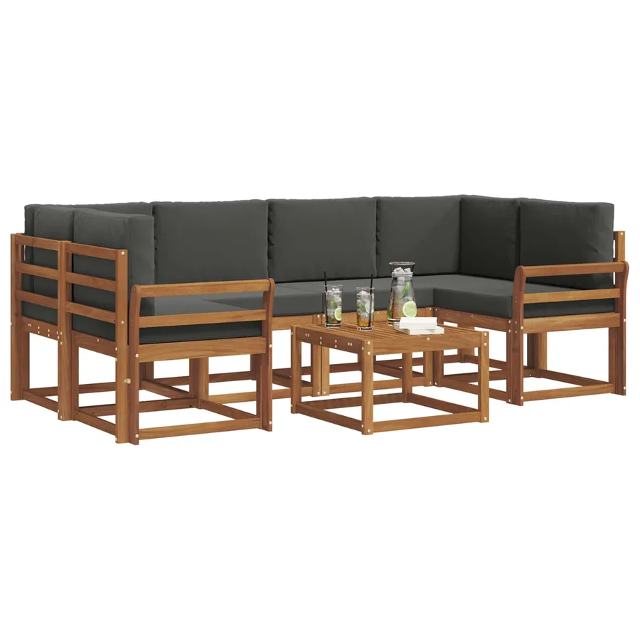 Ensemble de canapés d'extérieur 7 pcs Naturel et Anthracite - 3
