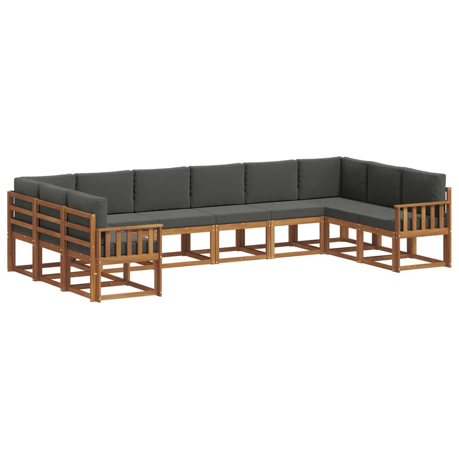 Ensemble de canapés d'extérieur 10 pcs Naturel et Anthracite - 2
