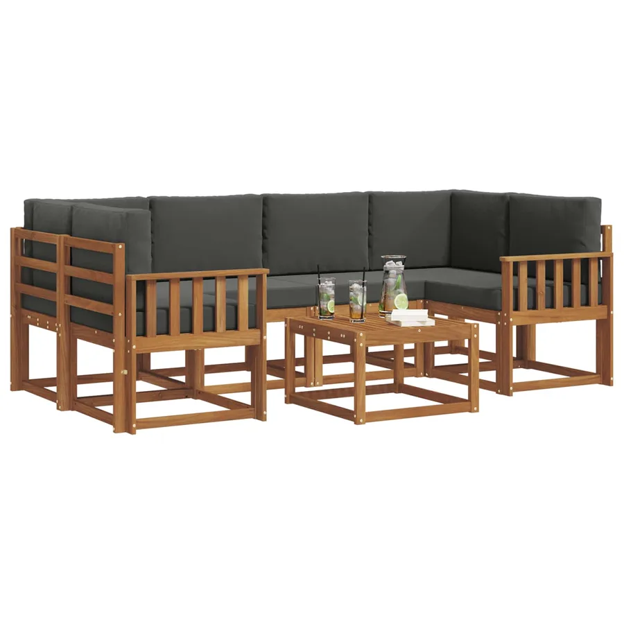 Ensemble de canapés d'extérieur 7 pcs Naturel et Anthracite - 3